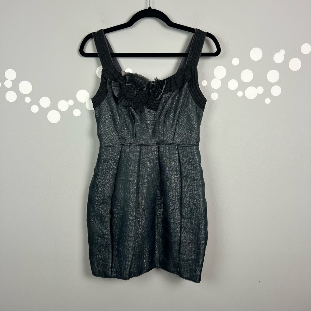 BCBGMAXAZRIA Runway Metallic Silk Lurex Bubble Dress Size 6